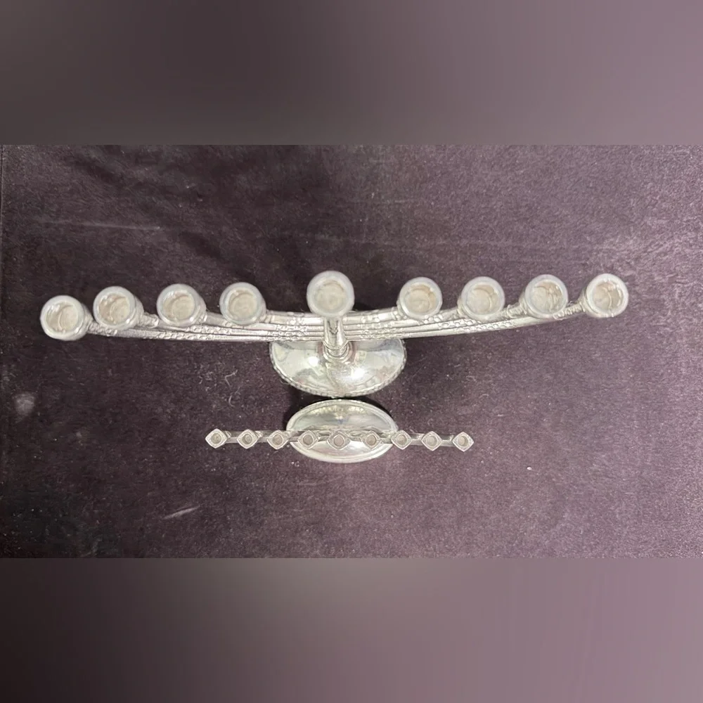 Elegant Silver and Blue Menorah Set of 2